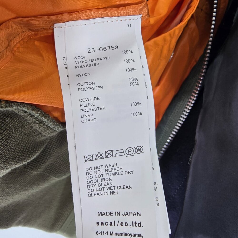 Sacai Wool Melton Mix Jacket 'Navy' SIZE L - Picture 9 of 12